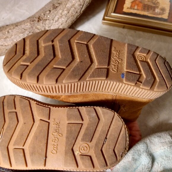 2 Pairs Size 8 Toddler Cat & Jack Faux Suede Furry Lined Winter Boots - Picture 5 of 9